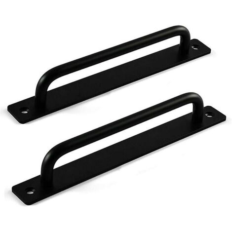 Poignee Portail Exterieur, Poignée de Porte Coulissante, Poignée de porte de Grange, Poignée de Porte de Quincaillerie pour Porte en Bois (2 Pièces, Noir , 7.08 x 1,41 x 0,98 Pouces)