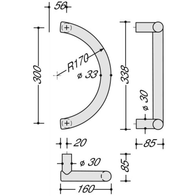 Poignée porte battante polyamide - série 111 - type 550.33 kslt renforcée finition gris 97 Hewi