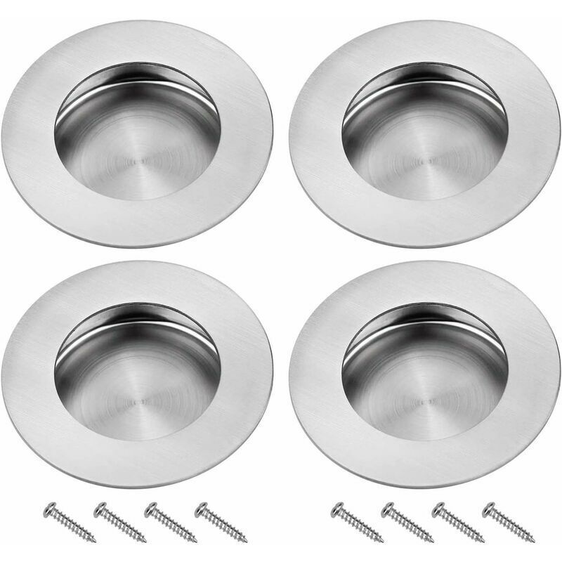 Lablanc - Poignee Porte Coulissante Encastrée en Acier 304 Inoxydable Poignées Rondes à Rainures Invisibles, pour Porte Coulissante Armoire Extrait