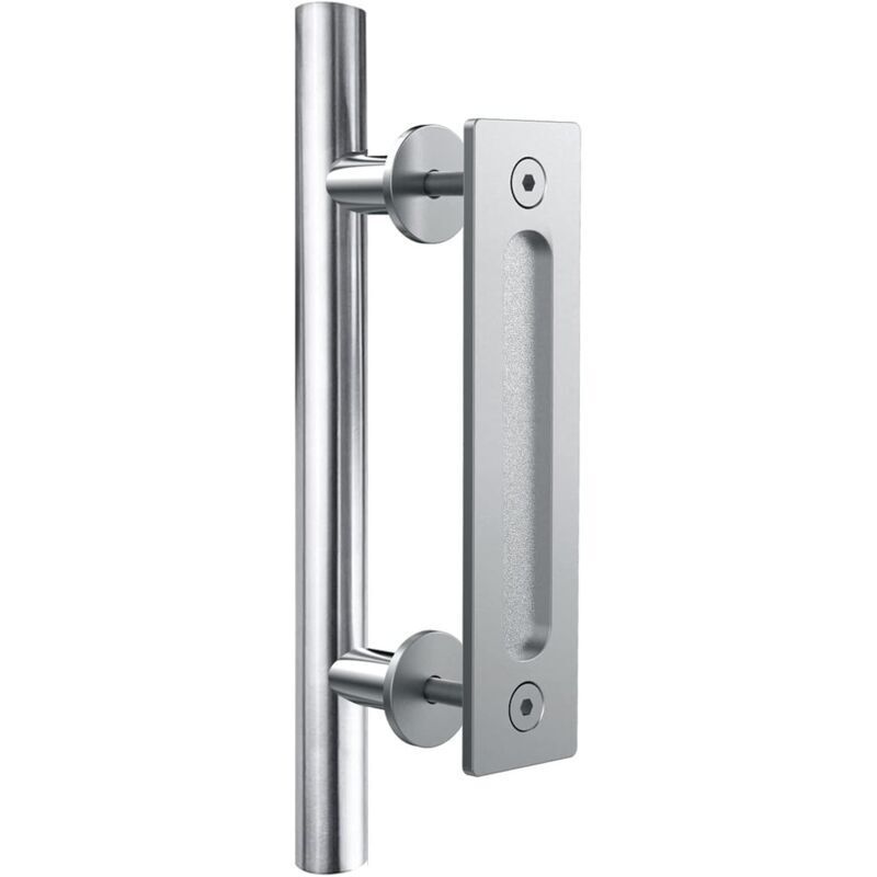 Poignee Porte Coulissante Poignee de Porte Acier inoxydable Double face Poigné, Argent 30cm
