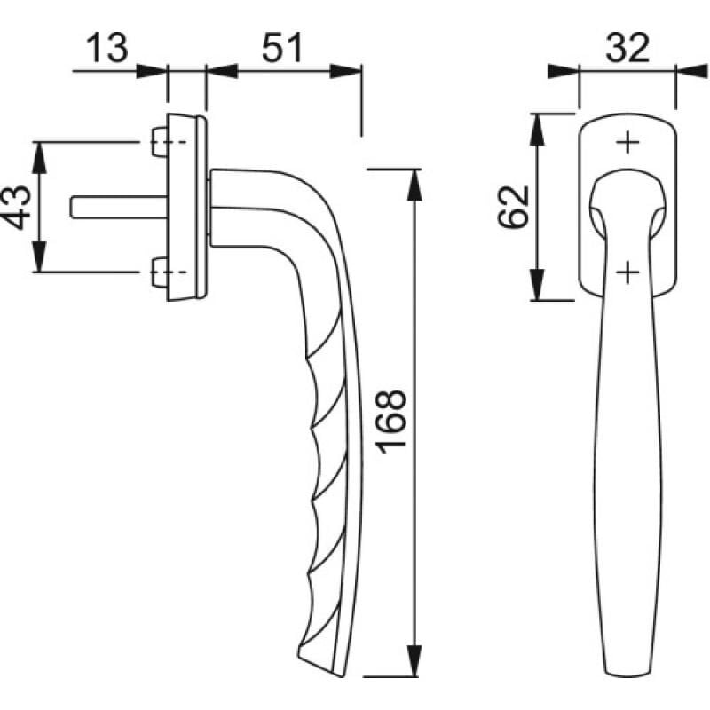 Hoppe - Poignée New York pour coulissant à translation en 168 mm entraxe 43 mm blanc 9010