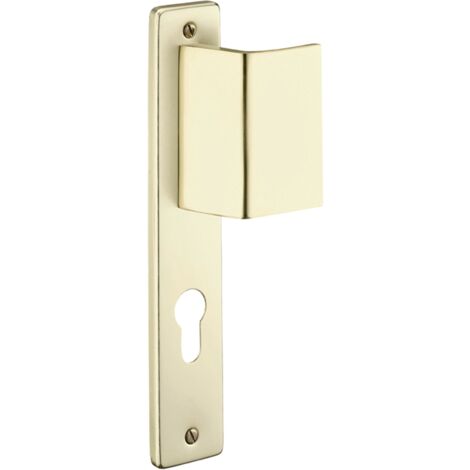 Poignée pour porte d'entrée palière renforcée Picardie trou de cylindre, carré 7mm, entr'axes 195mm, couleur champagne