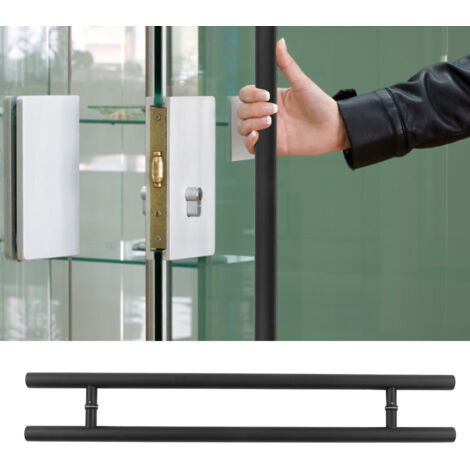 Poignée pour Porte en Verre Design Ergonomique Intérieur/Extérieur en Acier Inoxydable Black Mat