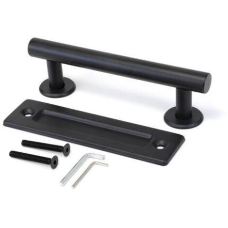 Poignée pour portes coulissantes en bois Pasadena - Longueur 240 mm - Tige 180 mm - Acier - Noir texturé