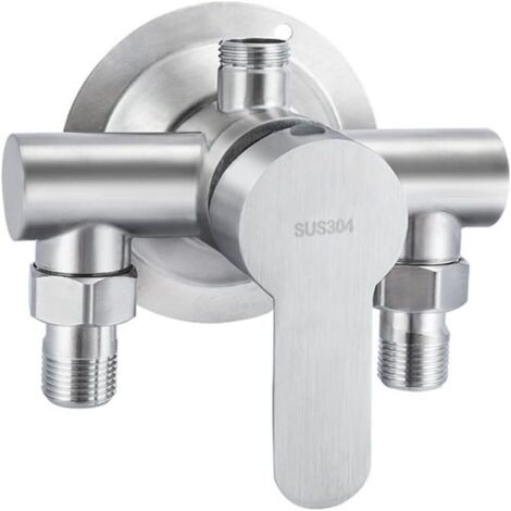 Poignée Robinet Mitigeur - Acier Inoxydable 304 - 3 Voies 1/2 Pouces - Pour Douche Murale - 1 Pièce
