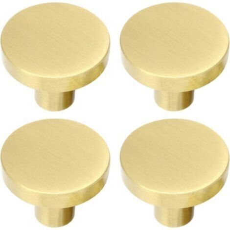 Poignée ronde en laiton brossé, poignée de tiroir, poignée de coiffeuse dorée avec vis pour armoire, meuble, tiroir, commode, 32 mm x 25 mm-Crezuo