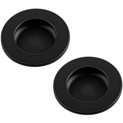 Poignée ronde encastrable Ø 60mm pour meubles ou portes coulissantes en plastique noir Dressing Chambre Enfant Armoire Tiroir