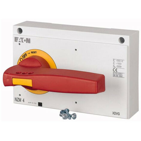 Poignée rotative pour mécanisme inverseur rouge/jaune verrouillable sur la poignée taille 4 IEC EATON NZM4-XDVGR