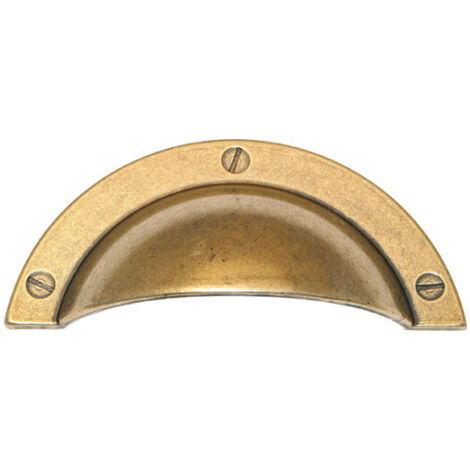 Poignée RUSTIQUE coquille entraxe 64mm zamak finition laitonné vieilli - CADAP - 763/2S