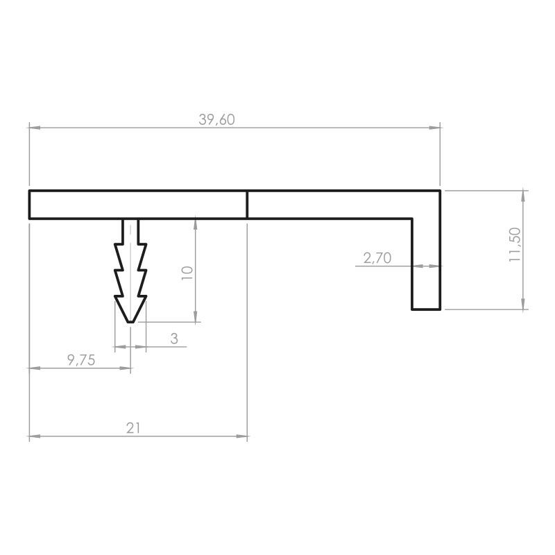 Poignée singa noire - Longueur : 1198 mm Fosun