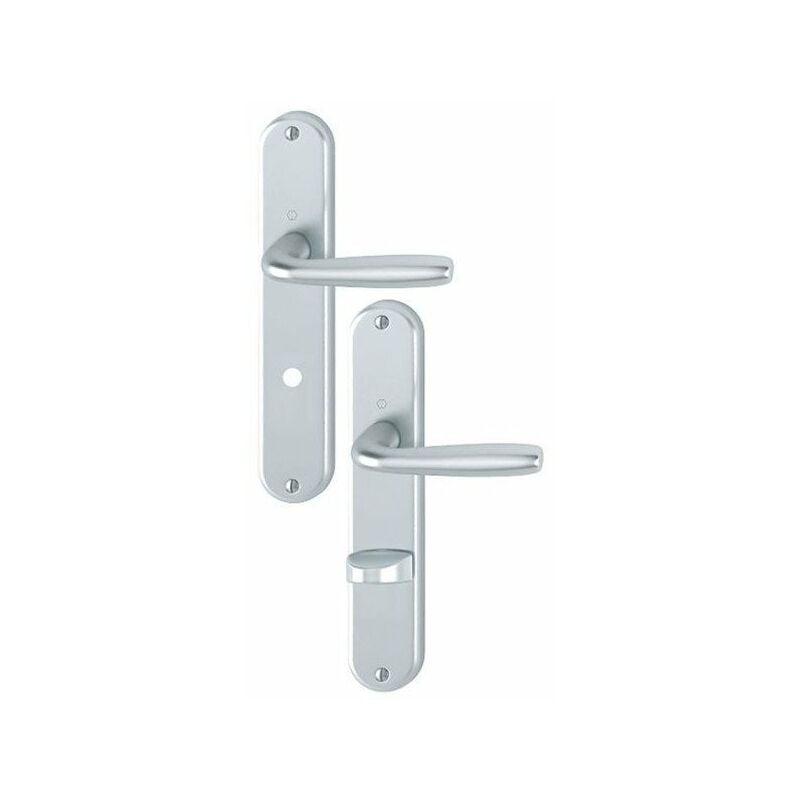 Finish - Poignée de porte sur plaque maribor 1766-3022f94 alu satine bec cane à condamnation