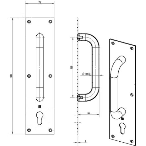 Poignée sur plaque tirage clé I inox brossé HERACLES B INOX PT902