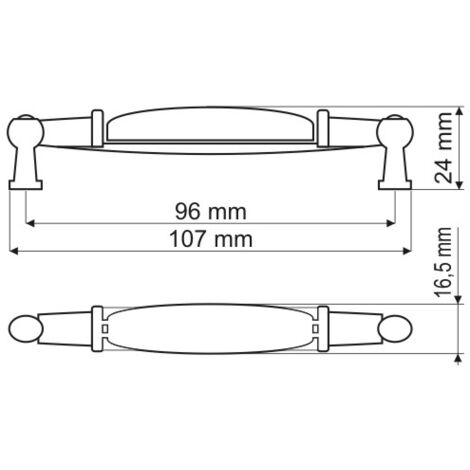 Poignée UP21, nickel patiné, porcelaine MLK-12, 96 mm