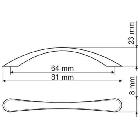 Poignée UP83, nickel brossé, 64 mm