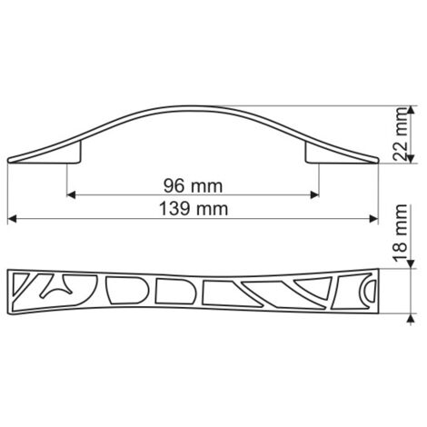 Poignée UR16, patine sur laiton, 96 mm