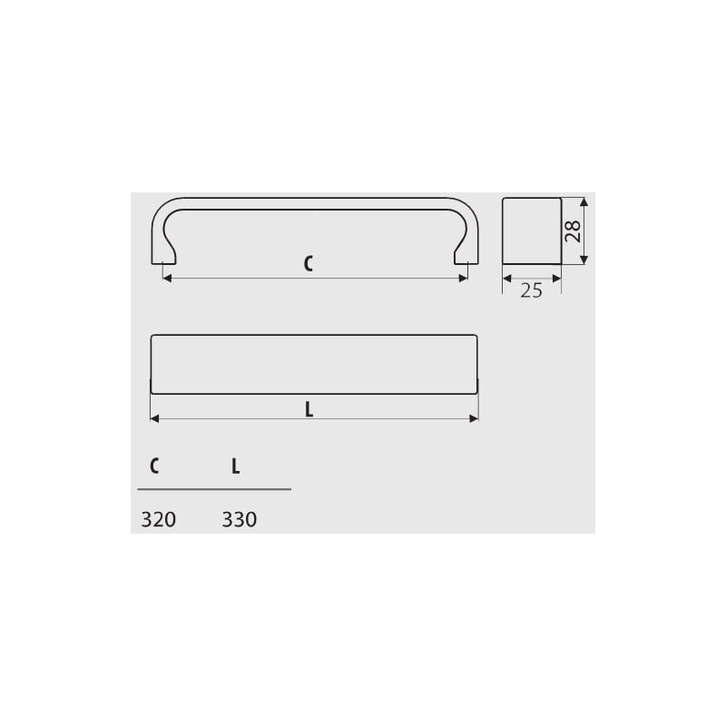 Poignée UU50, Soft Touch - Noire, 320 mm