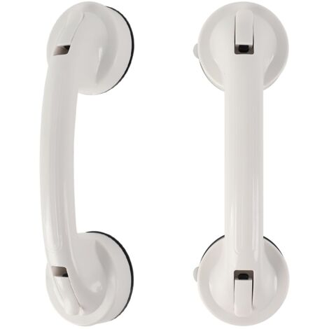 Poignée Ventouse, Barre D'appui Douche, 2 Pièces Barre de Douche Ventouse Amovible Réutilisable, Plastique Poignée Baie Vitrée, Armoire, Porte Vitrée, Salle de Bains (Blanc)