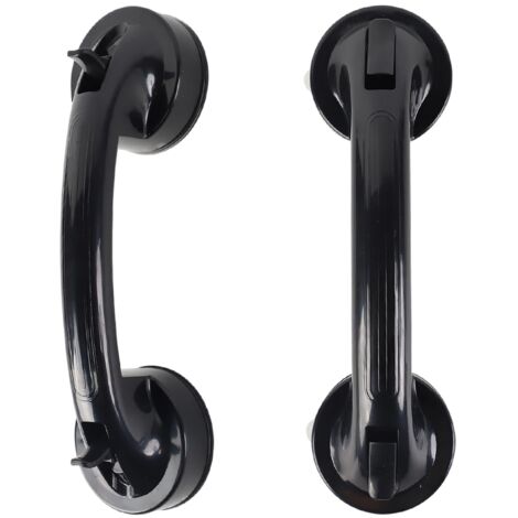 Poignée Ventouse, Barre D'appui Douche, 2 Pièces Barre de Douche Ventouse Amovible Réutilisable, Plastique Poignée Baie Vitrée, Armoire, Porte Vitrée, Salle de Bains (Noir)