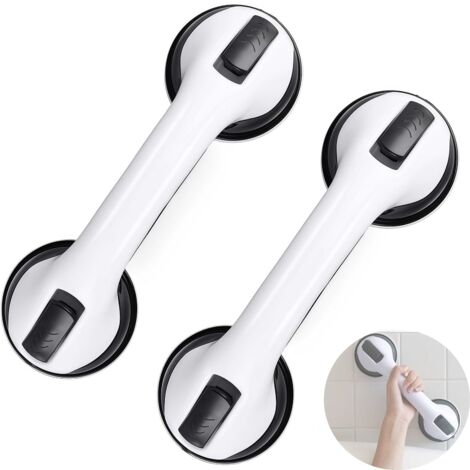 Poignée Ventouse Extrêmement Forte, Barre d'Appui à Ventouse 30cm  2 Pièces pour Salle de Bain & Douche  Support Sûr pour Cuisine, Verre, Mur Lisse  Accessoire Sénior - Noir
