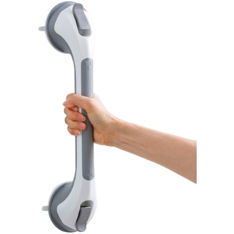 SUNXURY Poignée Ventouse pour Salle de Bain, 43 CM Barres d'appui de Douche Forte Prise pour Handicapés, Seniors, Blessés, Support jusqu'à 109 KG sans Perçage et Amovible, Sécurité Poignée Douche - Gris
