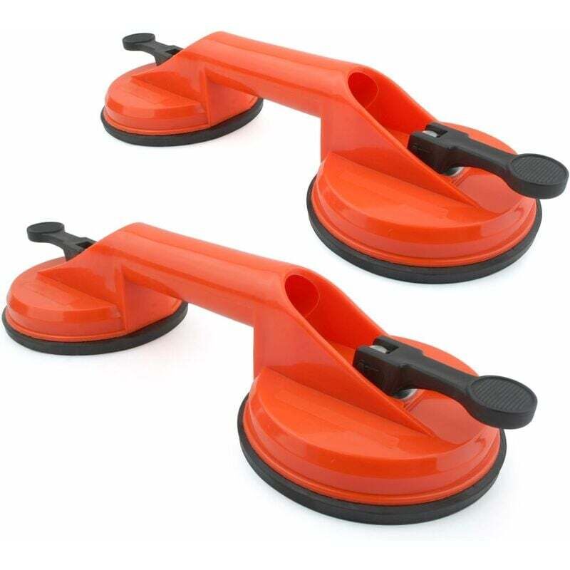 Poignée ventouse, ventouse capacité de levage de 60kg, ventouse double verre vitre avec 2 ventouses Orange