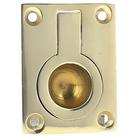 Poignée verticale rectangulaire laiton poli ambiance marine 38 x 52 mm - BRONZES DE FRANCE