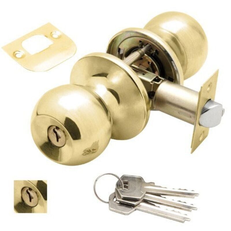 Bouton de porte Wolfpack avec clé des deux côtés en laiton.