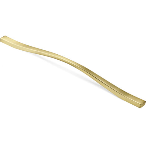 Poignée zamac wave - Décor : Or brossé - Entraxe : 320 / 288 mm - Hauteur : 33,8 mm - Longueur : 363 mm - VERGES