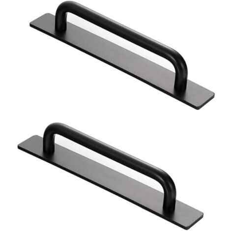 Poignées Auto-Adhésives 2 Pièces Poignées De Porte Et De Fenêtre Auto-Adhésives Poignées De Porte Instantanées Poignées Aluminium Auto-Adhésives Poignées De Meubles (Noir)