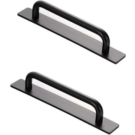 Poignées Auto-Adhésives 2 Pièces Poignées De Porte Et De Fenêtre Auto-Adhésives Poignées De Porte Instantanées Poignées  Aluminium Auto-Adhésives Poignées De Meubles (Noir)