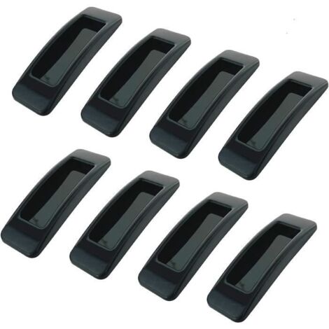 Poignées autocollantes,8PCS poignées autocollantes avec rubans adhésifs double face en plastique pour portes coulissantes (Noir)