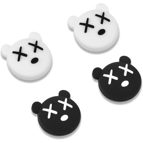 Poignées Black White Bear Grip compatibles avec Switch et Switch Lite, protections en silicone souple pour manettes Joy-Con avec joystick 3D (4 pièces)