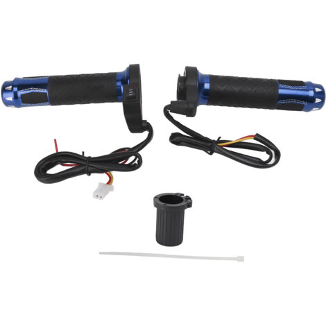 Poignées chauffantes électriques moto - 2 pièces, 22mm, alliage d'aluminium, bleu, pour guidon