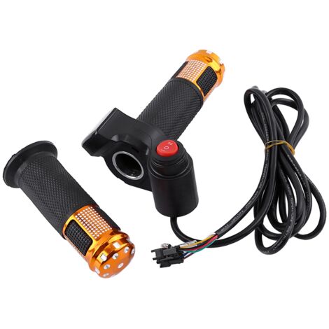 Poignées d'accélérateur à rotation 3 vitesses avec écran LED pour vélo électrique (dorées)