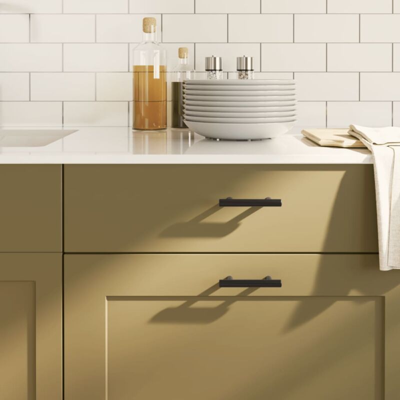 Poignées d'armoire 20 pcs noir 64 mm acier inoxydable