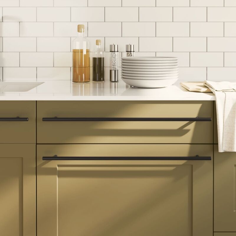 Vidaxl - Poignées d'armoire 10 pcs noir 480 mm acier inoxydable