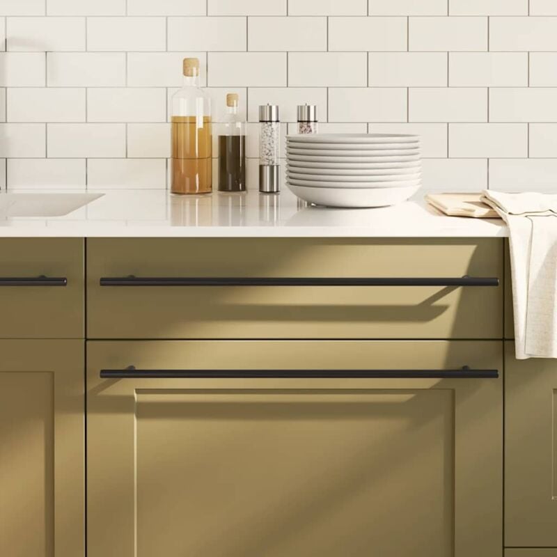 Vidaxl - Poignées d'armoire 5 pcs noir 480 mm acier inoxydable