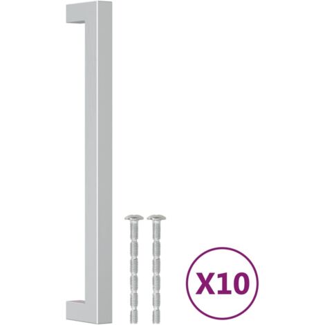 Poignées d'armoire 10 pcs  Poignée de meuble argenté 192 mm acier inoxydable CFW22990