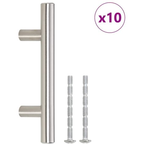 Poignées d'armoire 10 pcs  Poignée de meuble argenté 64 mm acier inoxydable CFW94800