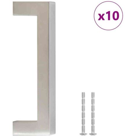 Poignées d'armoire 10 pcs  Poignée de meuble argenté 96 mm acier inoxydable CFW37828