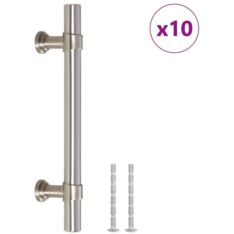 Poignées d'armoire 10 pcs Poignée de meuble argenté 96 mm acier inoxydable CFW88538
