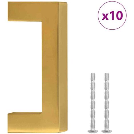 Poignées d'armoire 10 pcs  Poignée de meuble doré 64 mm acier inoxydable CFW34266