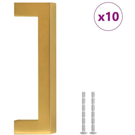 Poignées d'armoire 10 pcs  Poignée de meuble doré 96 mm acier inoxydable CFW44752