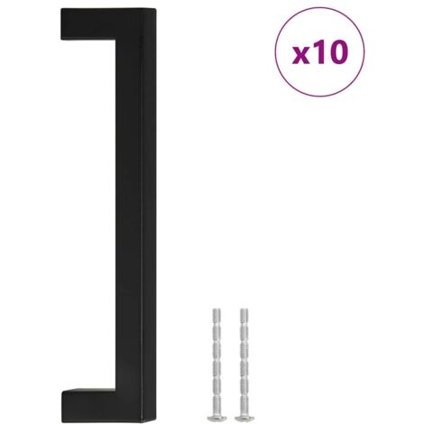 Poignées d'armoire 10 pcs Poignée de meuble noir 160 mm acier inoxydable CFW53113