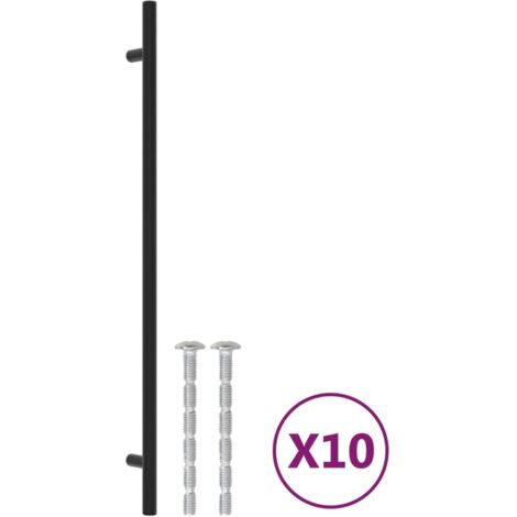 Poignées d'armoire 10 pcs  Poignée de meuble noir 320 mm acier inoxydable CFW86332