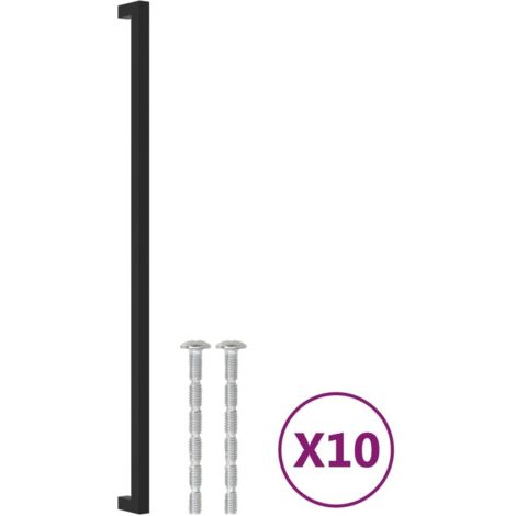 Poignées d'armoire 10 pcs Poignée de meuble noir 480 mm acier inoxydable CFW13520