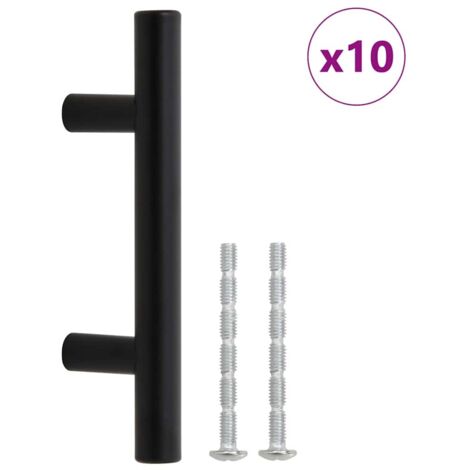 Poignées d'armoire 10 pcs  Poignée de meuble noir 64 mm acier inoxydable CFW21308