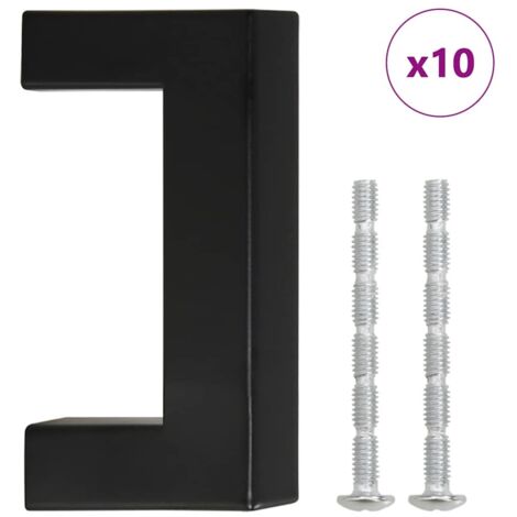 Poignées d'armoire 10 pcs  Poignée de meuble noir 64 mm acier inoxydable CFW43312