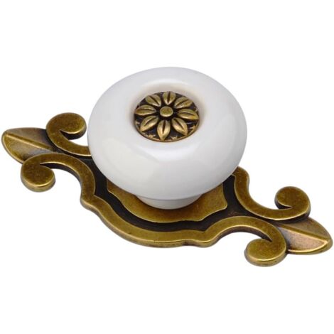 Poignées d'armoire, 10 pièces design antique blanc vieil or boutons de meubles en porcelaine poignées bouton bouton de meuble bouton de meuble poignée de meuble
