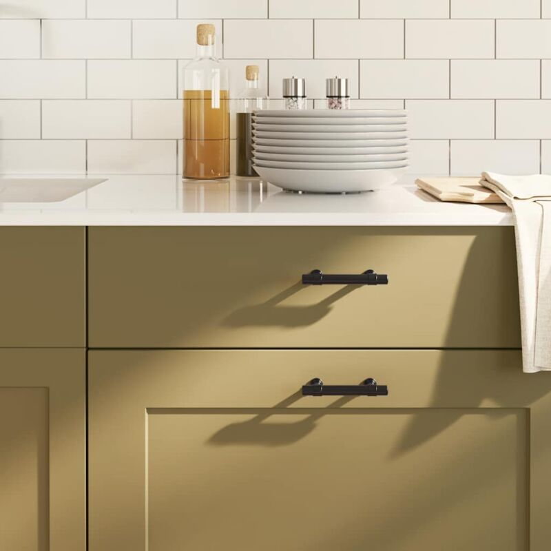 Vidaxl - Poignées d'armoire 10 pcs noir 96 mm acier inoxydable